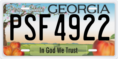 GA license plate PSF4922