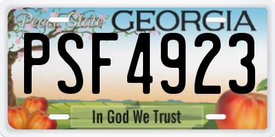 GA license plate PSF4923