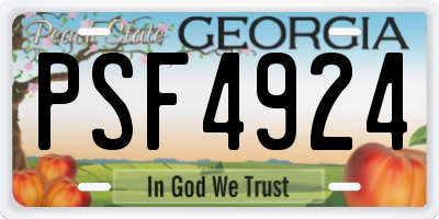 GA license plate PSF4924