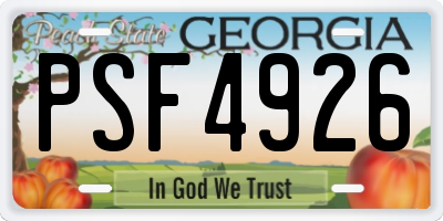 GA license plate PSF4926