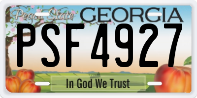GA license plate PSF4927