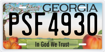 GA license plate PSF4930