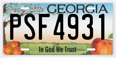 GA license plate PSF4931