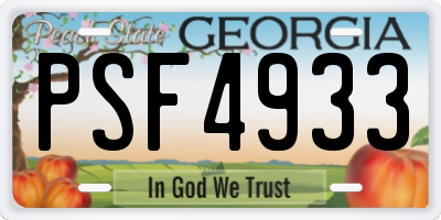 GA license plate PSF4933
