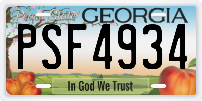 GA license plate PSF4934