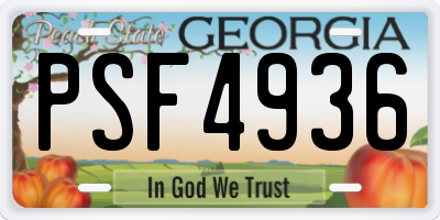 GA license plate PSF4936