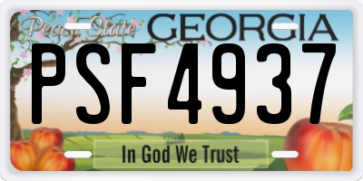 GA license plate PSF4937