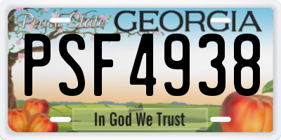 GA license plate PSF4938