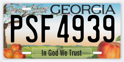 GA license plate PSF4939