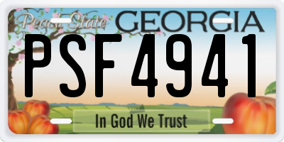GA license plate PSF4941