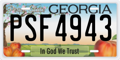 GA license plate PSF4943