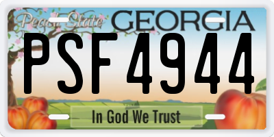 GA license plate PSF4944