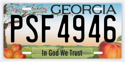 GA license plate PSF4946