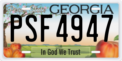GA license plate PSF4947