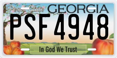 GA license plate PSF4948