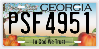GA license plate PSF4951