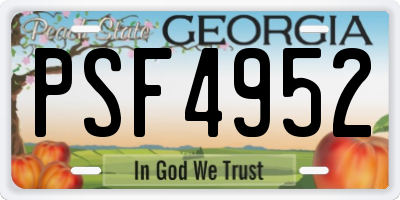 GA license plate PSF4952