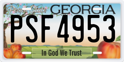 GA license plate PSF4953