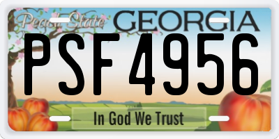 GA license plate PSF4956
