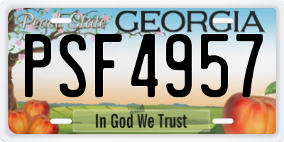 GA license plate PSF4957