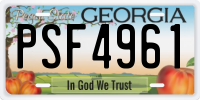 GA license plate PSF4961