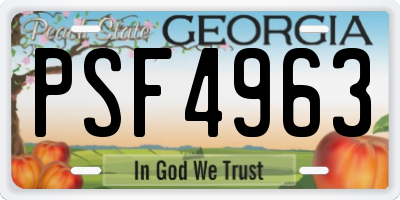GA license plate PSF4963