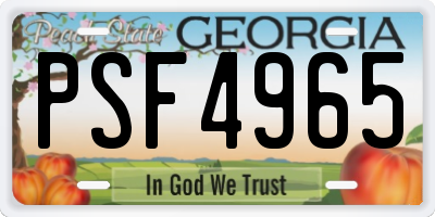 GA license plate PSF4965