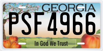 GA license plate PSF4966