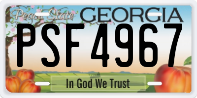 GA license plate PSF4967