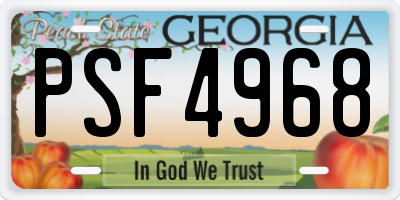 GA license plate PSF4968
