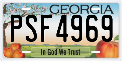 GA license plate PSF4969