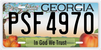 GA license plate PSF4970