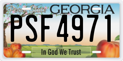 GA license plate PSF4971