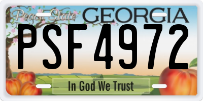 GA license plate PSF4972