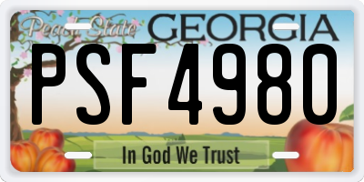 GA license plate PSF4980