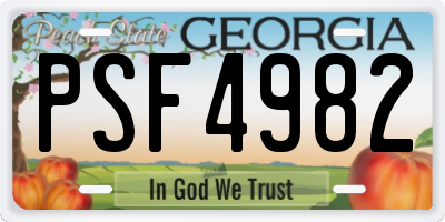 GA license plate PSF4982