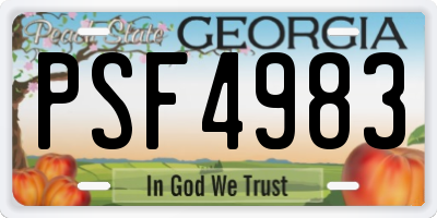 GA license plate PSF4983