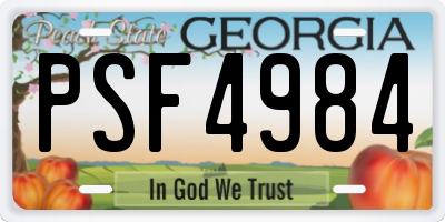 GA license plate PSF4984
