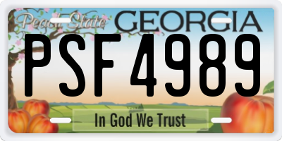 GA license plate PSF4989