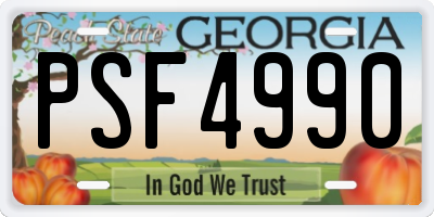 GA license plate PSF4990