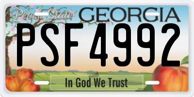 GA license plate PSF4992