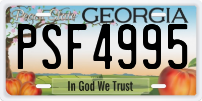 GA license plate PSF4995
