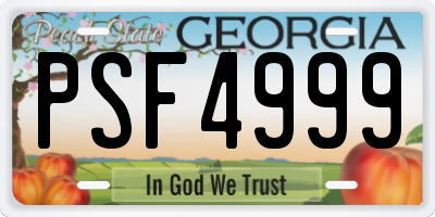 GA license plate PSF4999