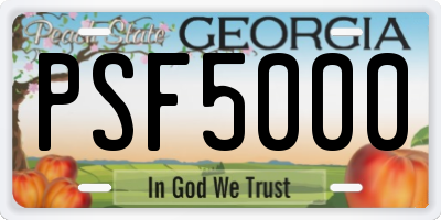 GA license plate PSF5000
