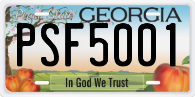 GA license plate PSF5001