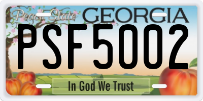 GA license plate PSF5002