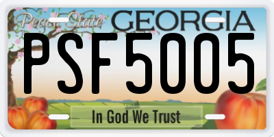 GA license plate PSF5005
