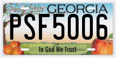 GA license plate PSF5006