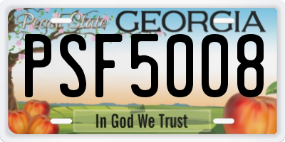 GA license plate PSF5008