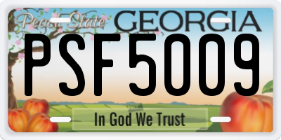 GA license plate PSF5009